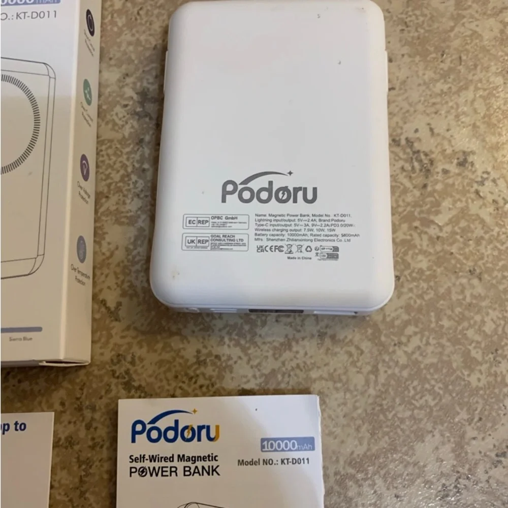 New! Podoru Wireless Portable Charger, Foldable 10000mAh Magnetic Power Bank